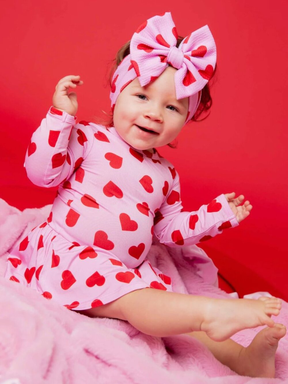 Bums and Roses Natural Bamboo Long Sleeve Ruffle Dress All Heart Eyes 18-24M